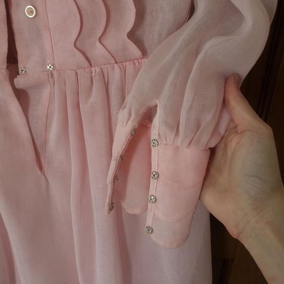 60s Vintage Pink Scallop Dress - Small - Picture 9 of 9